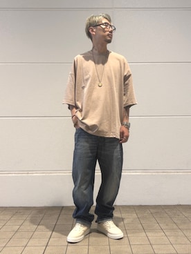 「G-STAR（ジースター）のアイテム（Tシャツ/カットソー、ベージュ系）」を使った、G-Star RAWさん（メンズ・170cm）の秋コーディネート