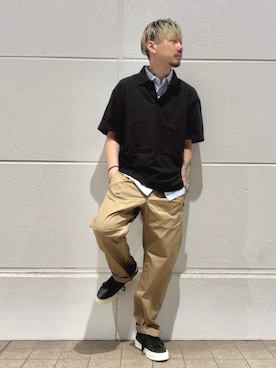 「G-STAR（ジースター）のLoose Polo/ガーメントウォッシュワンポイントオーバーサイズルーズポロシャツ（ポロシャツ、ブラック系）」を使った、G-Star RAWさん（メンズ・170cm）の夏コーディネート