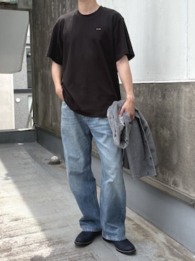 「G-STAR（ジースター）のTrue Relaxed T-Shirt/ワンポイントブランドロゴリラックスTシャツ（Tシャツ/カットソー、ブラック系）」を使った、G-Star RAWさん（メンズ・178cm）の夏コーディネート