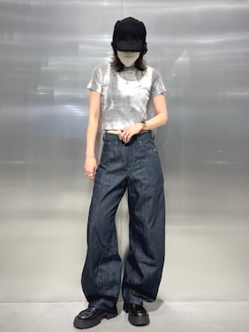 「G-STAR（ジースター）のSlim Rib AOP T-Shirt/デニムフレームプリントスリムリブTシャツ（Tシャツ/カットソー、グレー系）」を使った、G-Star RAWさん（メンズ・178cm）の夏コーディネート