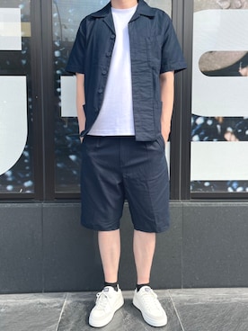 「G-STAR（ジースター）のShort sleeve utility overshirt/ミリタリーディテールマルチポケットショートスリーブシャツジャケット（シャツ/ブラウス、ブルー系）」を使った、G-Star RAWさん（メンズ・178cm）の夏コーディネート