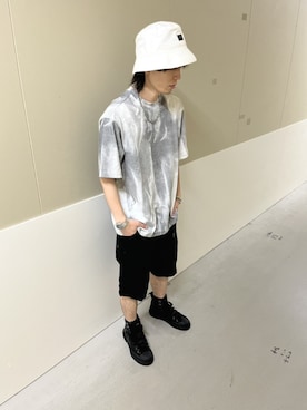 「G-STAR（ジースター）の【Safari Online掲載】Allover Loose T-Shirt/デニムフレームルーズTシャツ（Tシャツ/カットソー、グレー系）」を使った、G-Star RAWさん（メンズ・170cm）の夏コーディネート