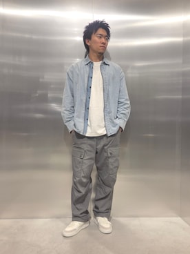 「G-STAR（ジースター）のHybrid Zip Oversized Shirt/ハイブリッドジップアップオーバーサイズデニムシャツ（シャツ/ブラウス、ブルー系）」を使った、G-Star RAWさん（メンズ・170cm）の夏コーディネート