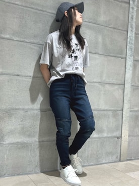 「G-STAR RAW（ジースターロゥ）のアイテム（帽子）」を使った、G-Star RAWさん（レディース・160cm）の春コーディネート
