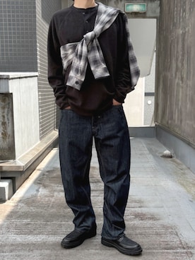 「G-STAR（ジースター）のBLAKE LOAFER/レザーｘデニム 異素材ミックススタッズローファー（ローファー、ブラック系）」を使った、G-Star RAWさん（メンズ・170cm）の秋コーディネート