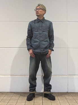 「G-STAR（ジースター）のG-STAR Arc 3D Loose Jeans/ヴィンテージライク立体裁断カーブルーズジーンズ（デニムパンツ、ブルー系）」を使った、G-Star RAWさん（メンズ・170cm）の秋コーディネート