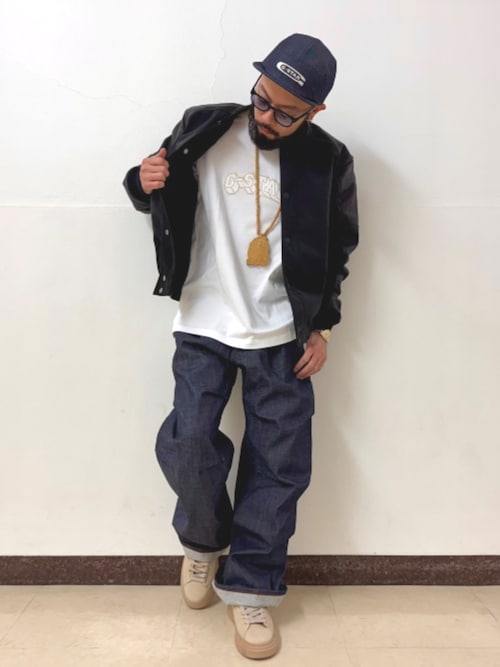 Varsity Leather Jacket/レザーナイロンファブリックミックス