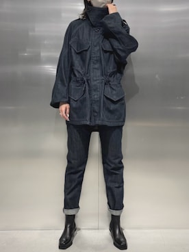「G-STAR（ジースター）のアイテム（ミリタリージャケット、ブルー系）」を使った、G-Star RAWさん（メンズ・170cm）の秋コーディネート