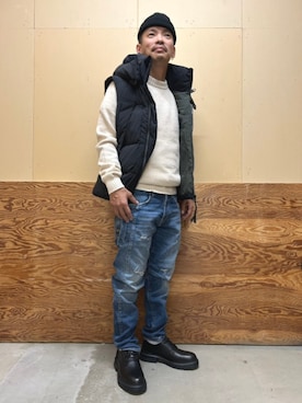 「アイテム（ダウンベスト）」を使った、G-Star RAWさん（メンズ・165cm）の秋コーディネート