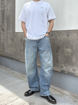 「G-STAR（ジースター）のTrue Relaxed T-Shirt/ワンポイントブランドロゴリラックスTシャツ（Tシャツ/カットソー、ホワイト系）」を使った、G-Star RAWさん（メンズ・178cm）の夏コーディネート