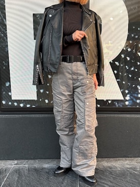 「アイテム（ライダースジャケット）」を使った、G-Star RAWさん（レディース・161cm）の秋コーディネート