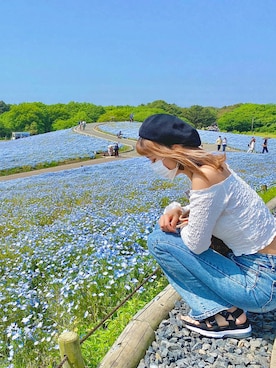 「ROXY（ロキシー）のアイテム（サンダル）」を使った、Ayaさん（レディース・160cm）の夏コーディネート