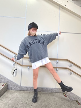 「Honeys（ハニーズ）のアイテム（チュニック）」を使った、Ayaさん（レディース・161cm）の秋コーディネート