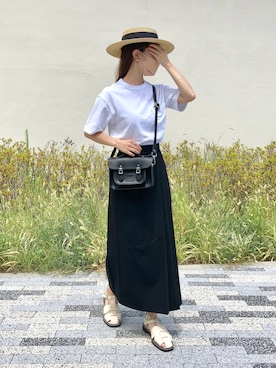 「サッチェルバッグ」｜「アイテム（帽子）」を使った、minimum MINAMIさん（レディース・152cm）の夏コーディネート