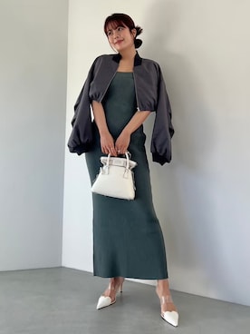 「Lil Ambition（リルアンビション）の【セット着用可】リルショートブルゾン（ブルゾン、グレー系）」を使った、ももち Momochi｜牛江桃子さん（レディース・160cm）の春コーディネート