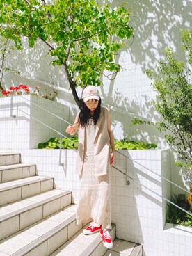 「SPINNS（スピンズ）のアイテム（ベスト）」を使った、kimiratsukaさん（レディース・155cm）の夏コーディネート