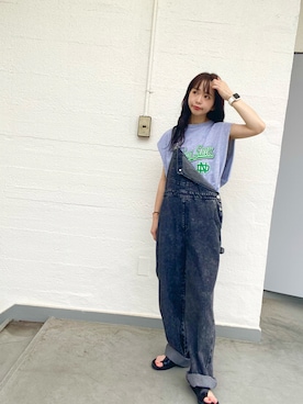 「SPINNS（スピンズ）のアイテム（サロペット/オーバーオール）」を使った、kimiratsukaさん（レディース・155cm）の夏コーディネート