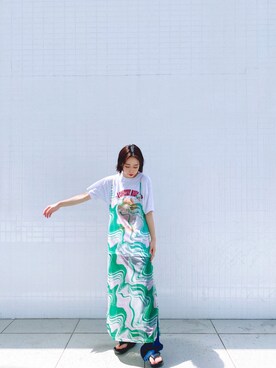 「SPINNS（スピンズ）のアイテム（ワンピース）」を使った、kimiratsukaさん（レディース・155cm）の夏コーディネート