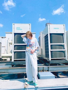 「SPINNS（スピンズ）のアイテム（スウェットパンツ）」を使った、kimiratsukaさん（レディース・155cm）の夏コーディネート