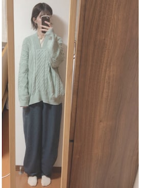「Libra Cue（リブラ キュー）のアイテム（スラックス）」を使った、しゅぎこ。さん（レディース・166cm）の冬コーディネート