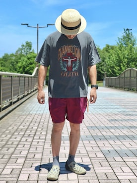 「ハーフパンツ」｜ぼんじりさん（メンズ・179cm）の夏コーディネート