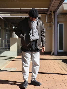 「プラスJ」｜ぼんじりさん（メンズ・179cm）の冬コーディネート