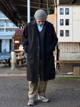 「アイテム（ステンカラーコート）」を使った、ぼんじりさん（メンズ・179cm）の秋コーディネート