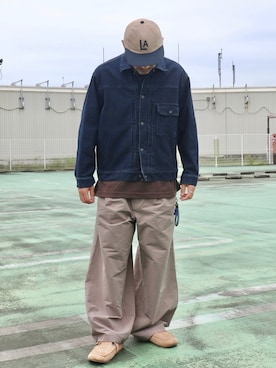 「アイテム（キャップ）」を使った、ぼんじりさん（メンズ・179cm）の秋コーディネート