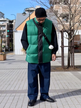 「ダウンベスト」｜ぼんじりさん（メンズ・179cm）の冬コーディネート