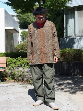 「アーミー」｜「アイテム（帽子）」を使った、ぼんじりさん（メンズ・179cm）の秋コーディネート