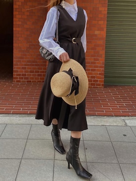 「madder vintage」｜「アイテム（帽子）」を使った、Akaneさん（レディース・163cm）の春コーディネート