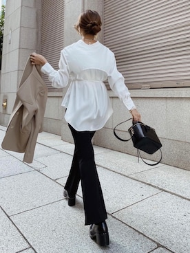 「madder vintage」｜「アイテム（ノーカラージャケット）」を使った、Akaneさん（レディース・163cm）の秋コーディネート