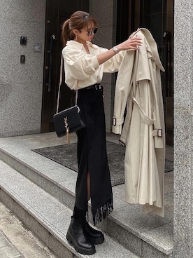 「SAINT LAURENT PARIS（サンローランパリ）のアイテム」を使った、Akaneさん（レディース・163cm）の春コーディネート