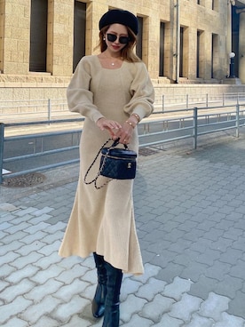 「madder vintage」｜「アイテム（ハンチング/ベレー帽）」を使った、Akaneさん（レディース・163cm）の冬コーディネート