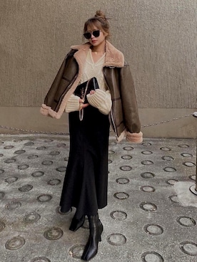 「SAINT LAURENT PARIS（サンローランパリ）のアイテム」を使った、Akaneさん（レディース・163cm）の冬コーディネート