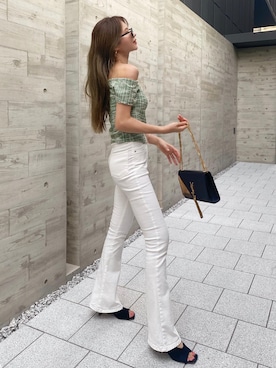 「SAINT LAURENT PARIS（サンローランパリ）のアイテム」を使った、Akaneさん（レディース・163cm）の夏コーディネート