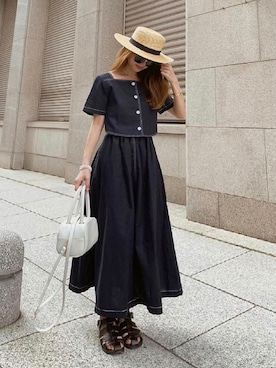 「madder vintage」｜「アイテム（帽子）」を使った、Akaneさん（レディース・163cm）の夏コーディネート