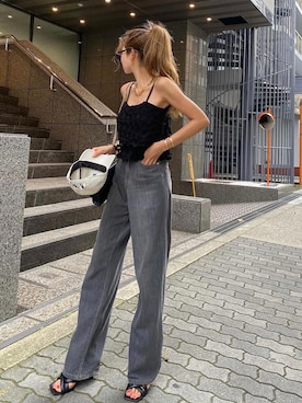 「SAINT LAURENT PARIS（サンローランパリ）のアイテム」を使った、Akaneさん（レディース・163cm）の夏コーディネート