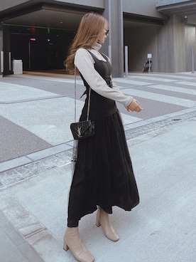 「SAINT LAURENT PARIS（サンローランパリ）のアイテム」を使った、Akaneさん（レディース・163cm）の冬コーディネート