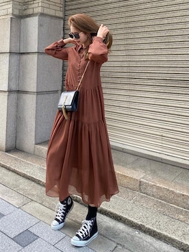 「SAINT LAURENT PARIS（サンローランパリ）のアイテム」を使った、Akaneさん（レディース・163cm）の秋コーディネート