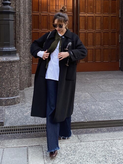 ダッフルコートを使った「モスグリーン」の人気ファッション