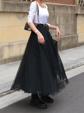 「chanel」｜「アイテム（ブーツ）」を使った、Akaneさん（レディース・163cm）の春コーディネート