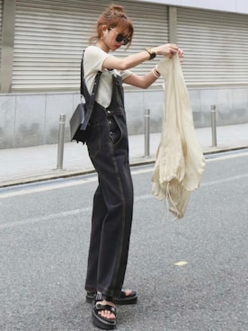 「サマーニット」｜「アイテム（ブルゾン）」を使った、Akaneさん（レディース・163cm）の夏コーディネート