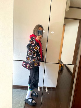 「Ungrid（アングリッド）のアイテム（ノーカラージャケット）」を使った、Ayumi さん（レディース・166cm）の冬コーディネート