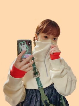 「アイテム（ボディバッグ/ウエストポーチ、グリーン系）」を使った、ｱﾘﾝｺさん（レディース・152cm）の冬コーディネート