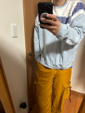 「アイテム（カーゴパンツ、イエロー系）」を使った、flocon de neige(ZOZOブランド化2021プロフ応援お願いします）さん（メンズ・177cm）の春コーディネート