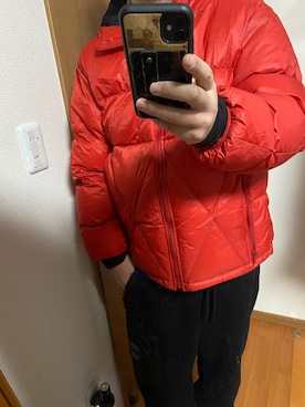 「レッド」｜「アイテム（スウェットパンツ）」を使った、flocon de neige(ZOZOブランド化2021プロフ応援お願いします）さん（メンズ・177cm）の冬コーディネート