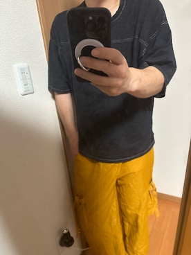 「アイテム（カーゴパンツ、イエロー系）」を使った、flocon de neige(ZOZOブランド化2021プロフ応援お願いします）さん（メンズ・177cm）の夏コーディネート