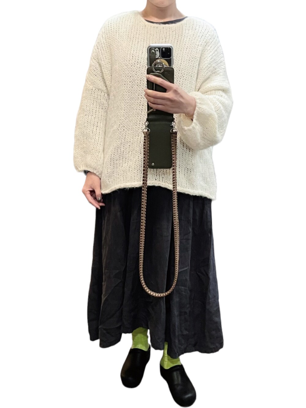 「sclothestreeのアイテム（ワンピース、ブルー系）」を使った、emkさん（骨格ウェーブ・レディース・165cm）の冬コーディネートの1枚目の写真
