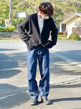 「アイテム（カーディガン/ボレロ）」を使った、みやぽよさん（メンズ・175cm）の春コーディネート